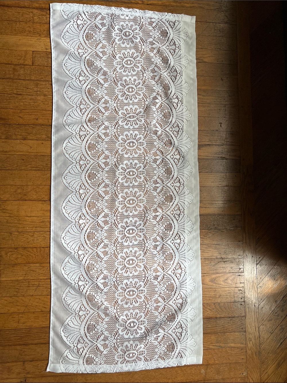 White Lace Curtain topper Panel